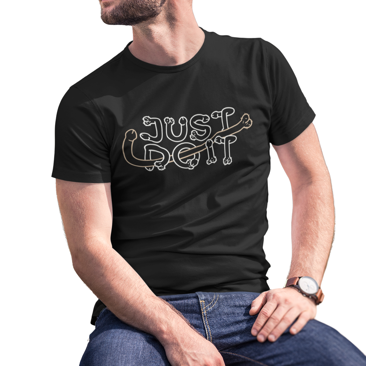 Buy black Just Do It Male T-Shirt