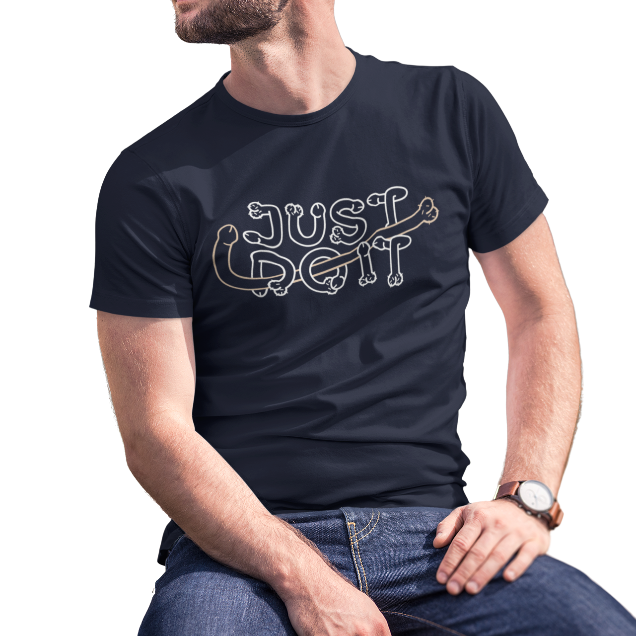 Buy navy Just Do It Male T-Shirt