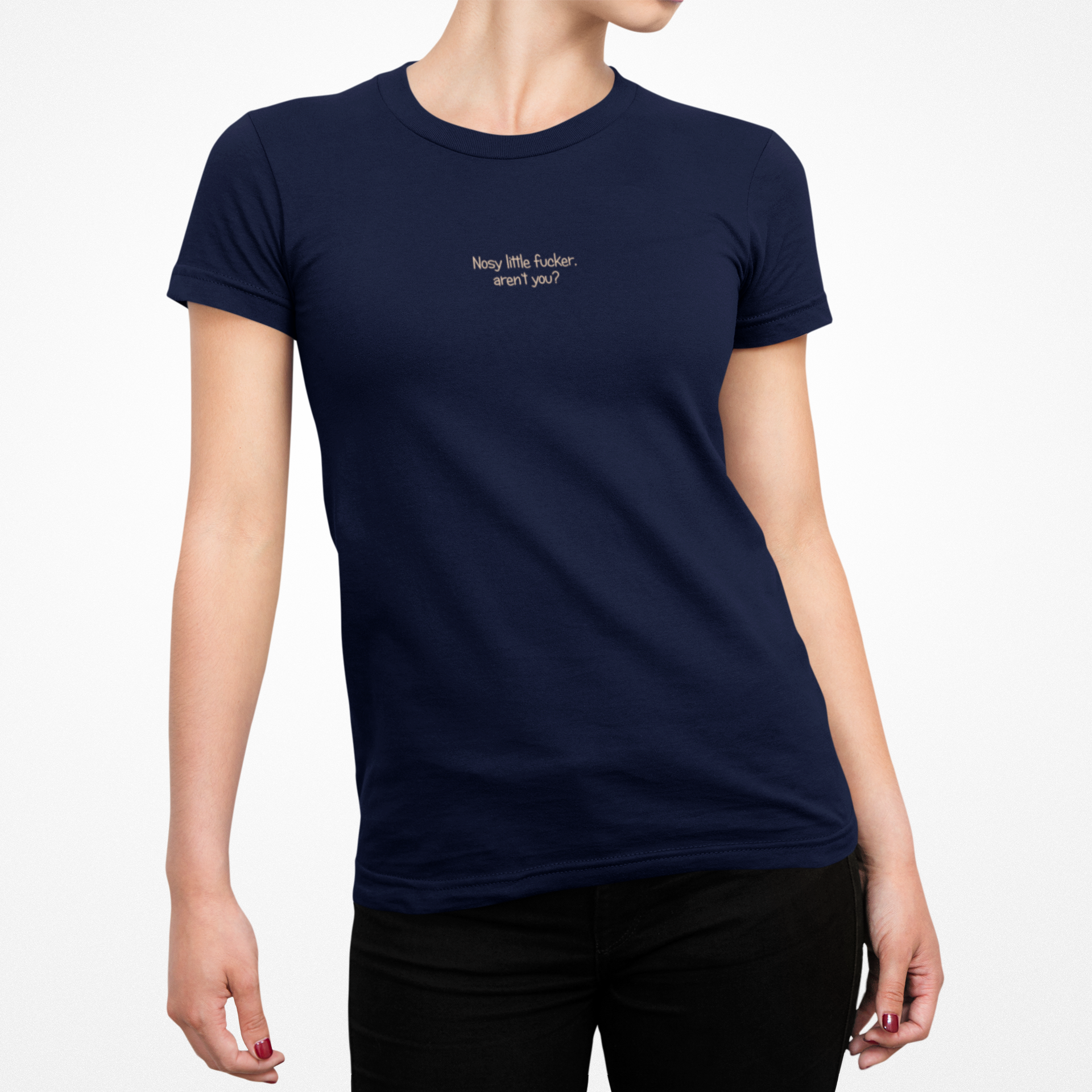 Buy navy Nosy Little Fucker Female T-Shirt