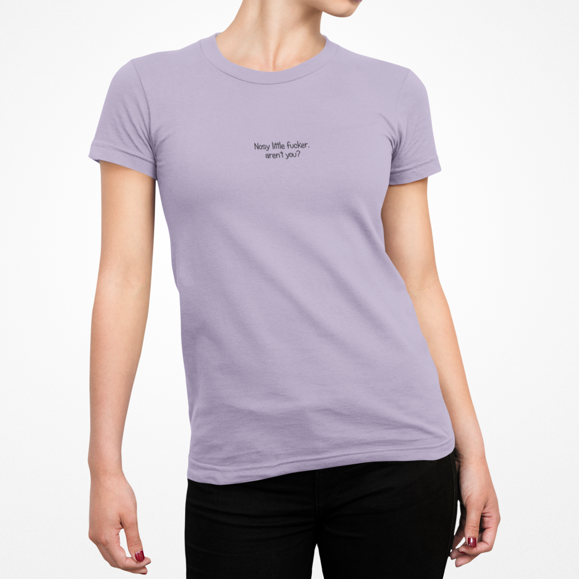 Buy lilac Nosy Little Fucker Female T-Shirt