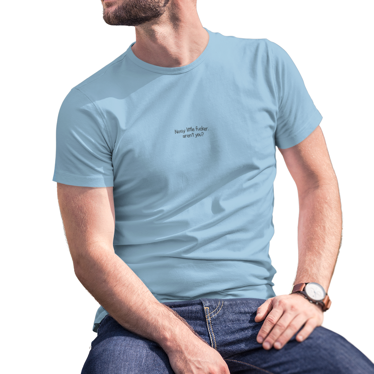 Buy light-blue Nosy Little Fucker Male T-Shirt