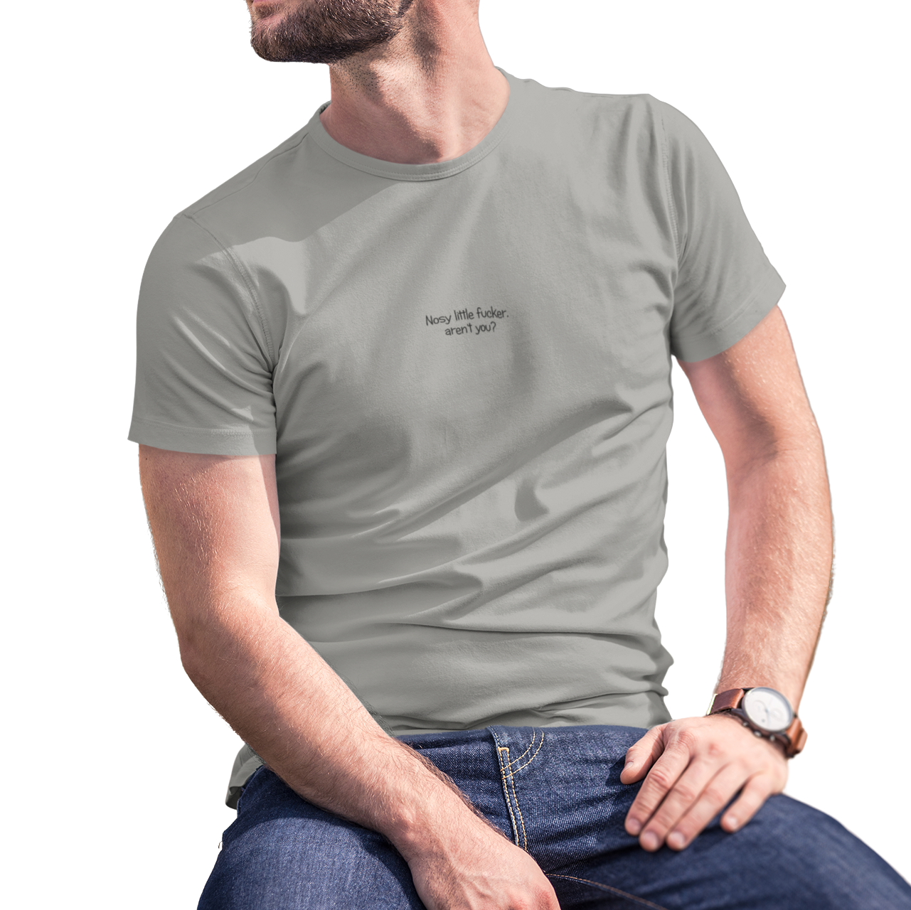 Buy grey Nosy Little Fucker Male T-Shirt