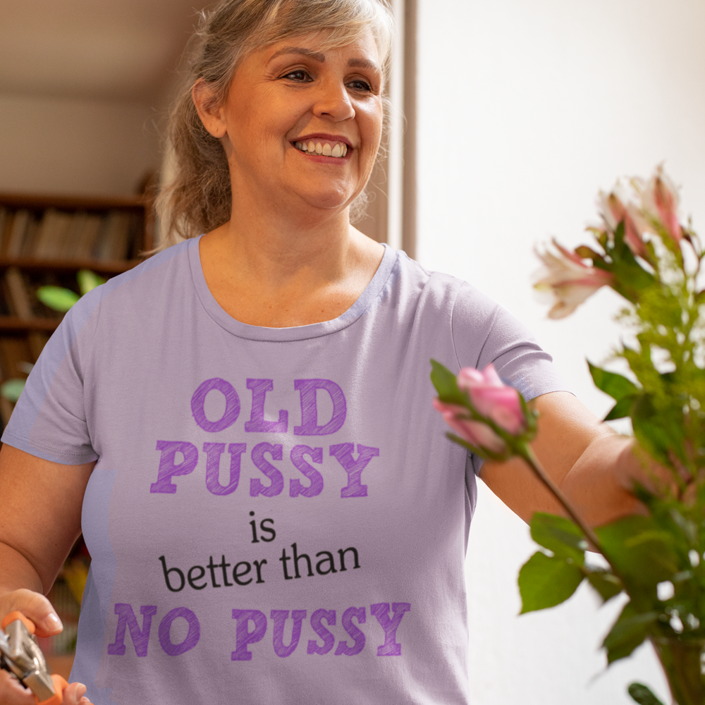 Buy lilac Old Pussy is better than no Pussy Female T-Shirt