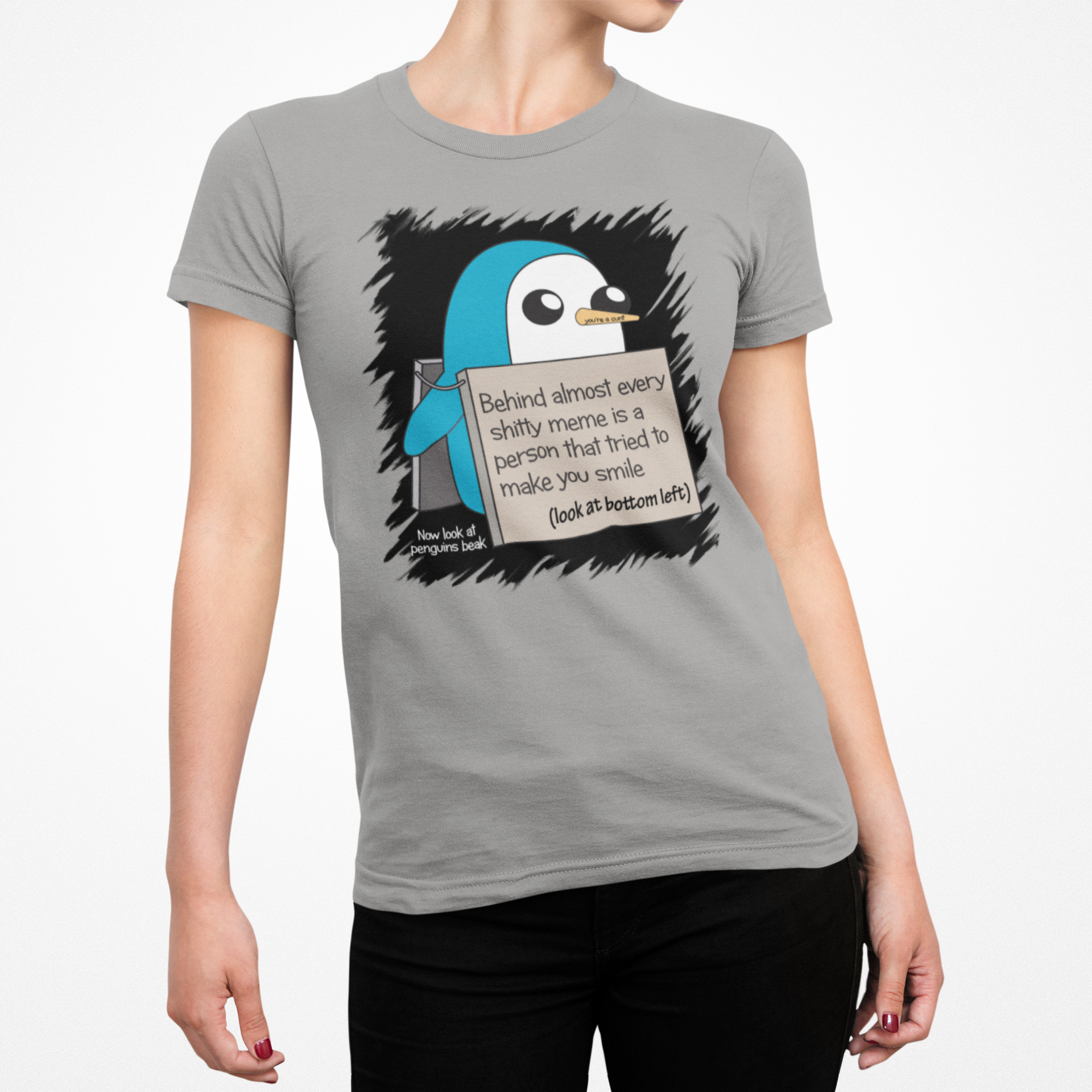Penguin Meme Female T-Shirt - 0