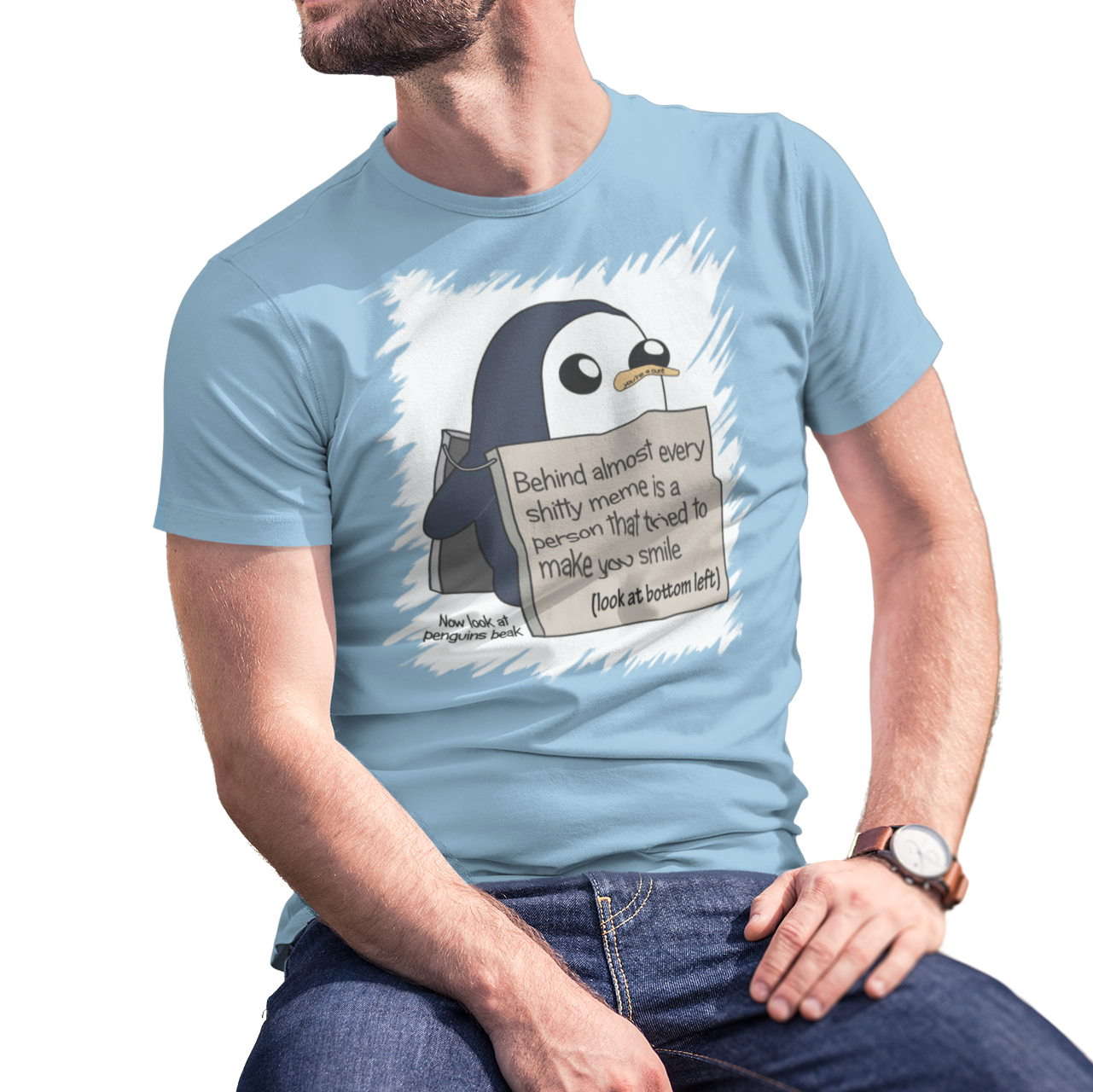 Buy light-blue Penguin Male T-Shirt