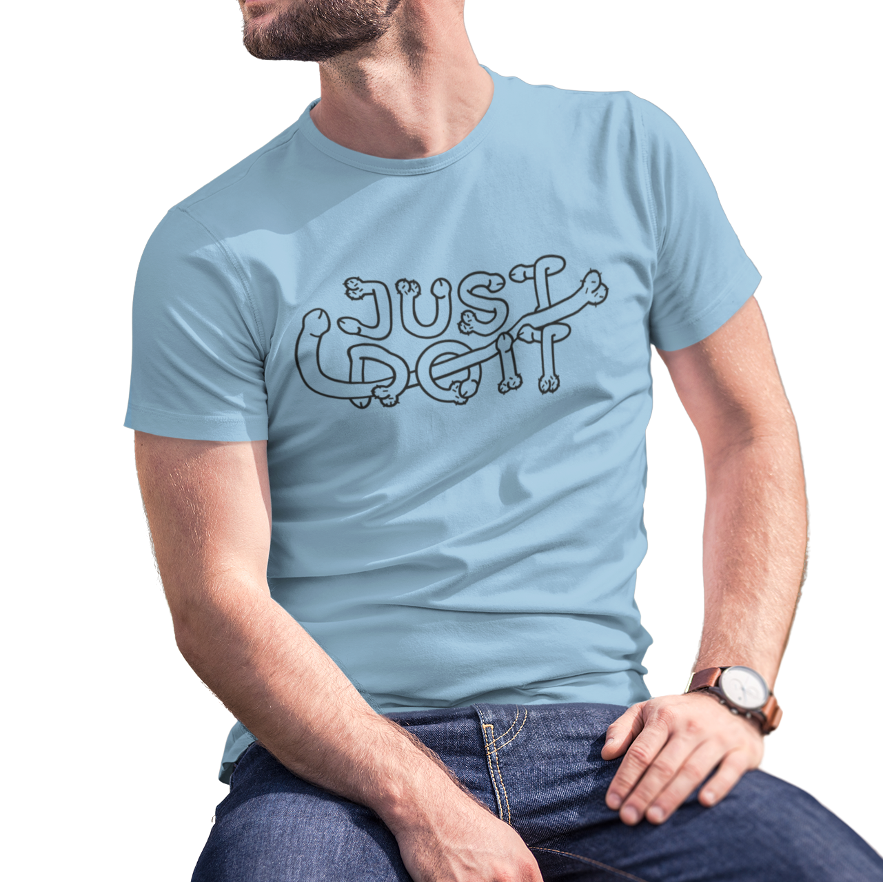 Buy light-blue Just Do It Male T-Shirt